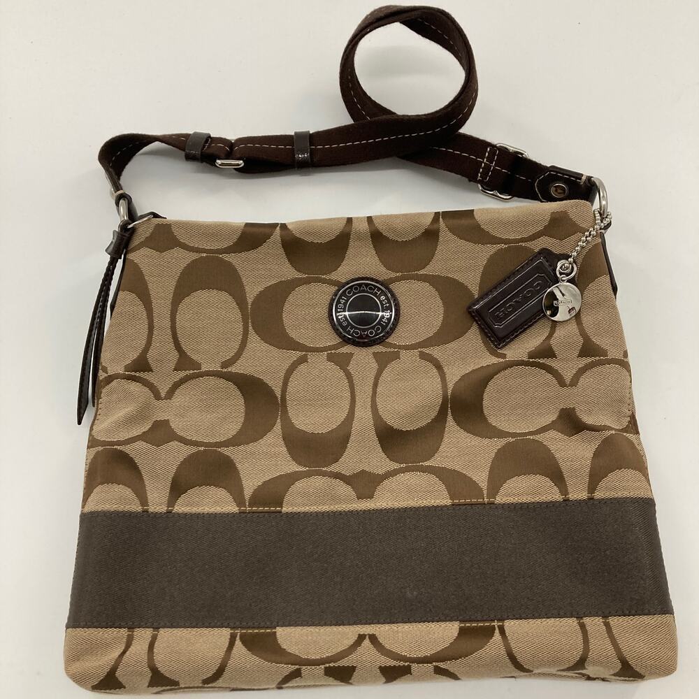 COACH F19220 CANVAS SIGNATURE PRINT CROSSBODY BAG - Picture 2 of 14